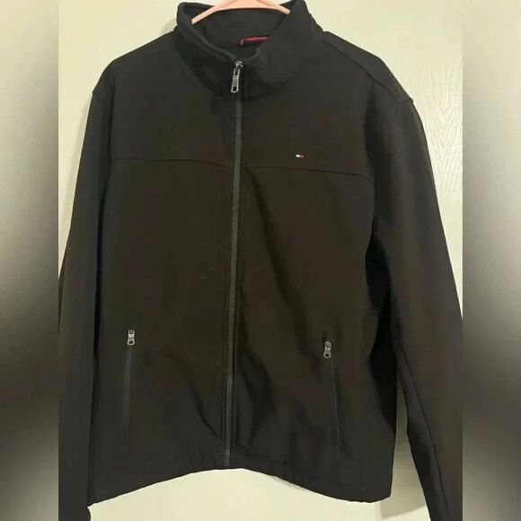 Mens Tommy Hilfiger Soft Shell Fleece Lined jacked | Black | Size Medium - Picture 1 of 9